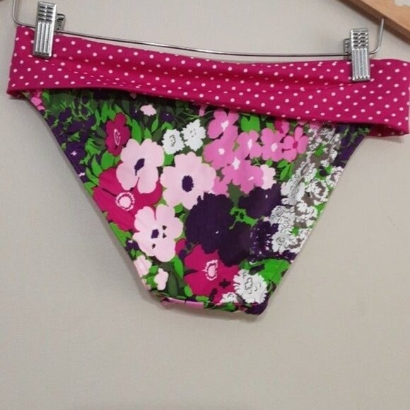 Freya  womens bikini swim bottom paradise floral fold over M Vacation Beach Y2k - Picture 2 of 7